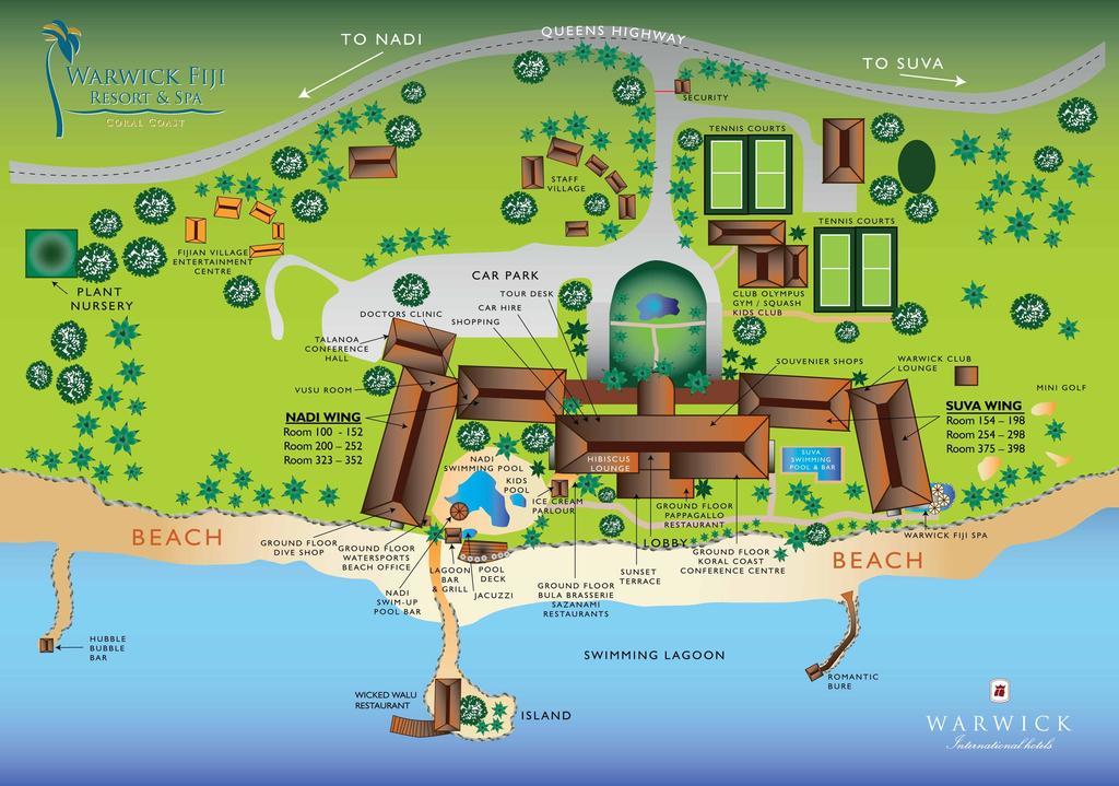 ホテル ザ ワーウィック フィジー コロレブ エクステリア 写真 Map of the resort